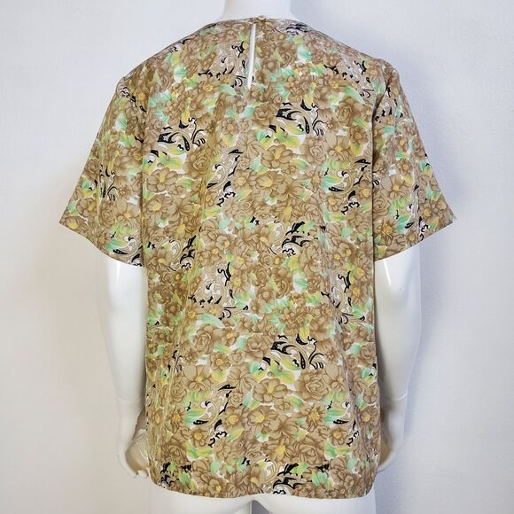 Vintage 80s Notations Tan Paisley Blouse - Picture 5 of 8